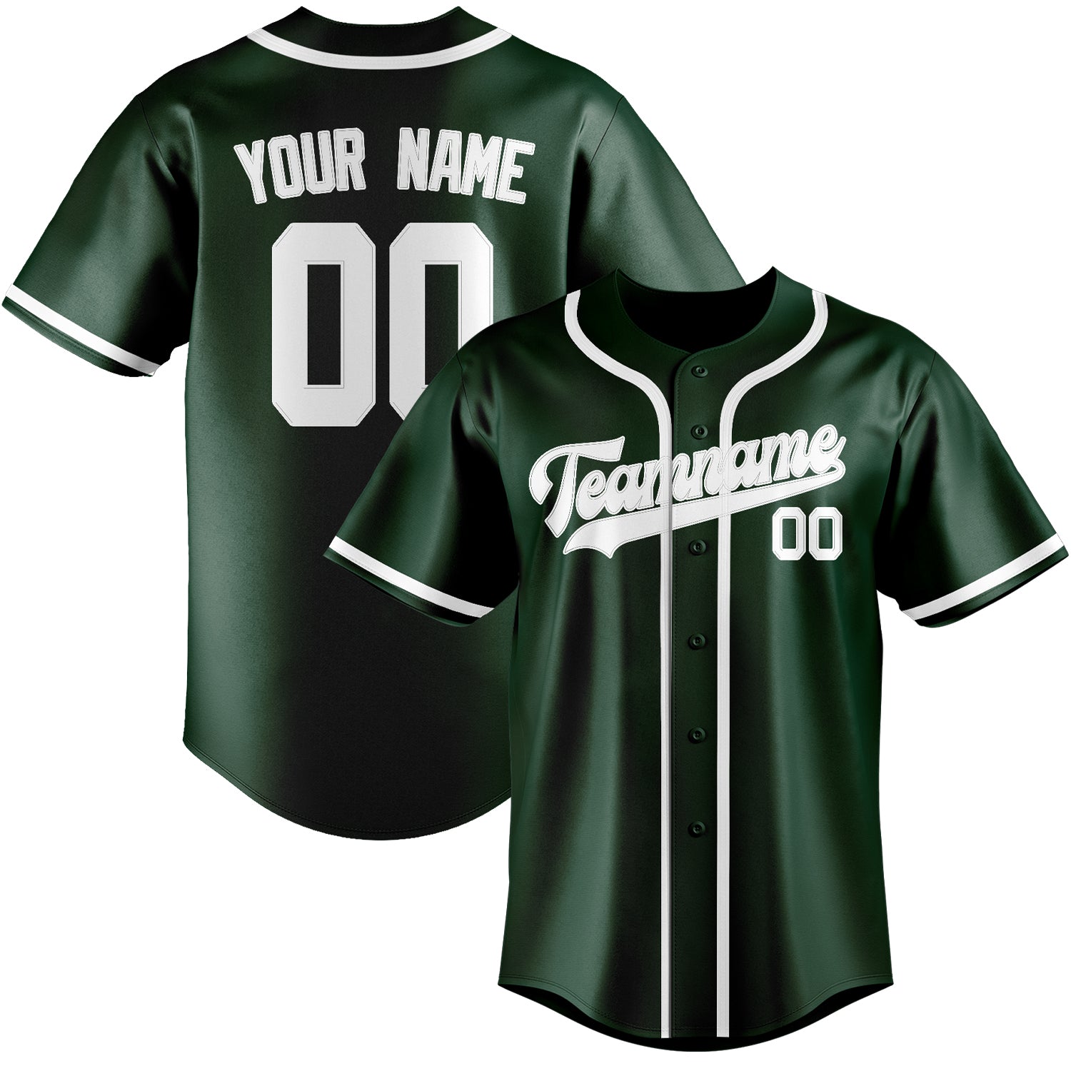 Maillot de baseball vert et blanc personnalisé