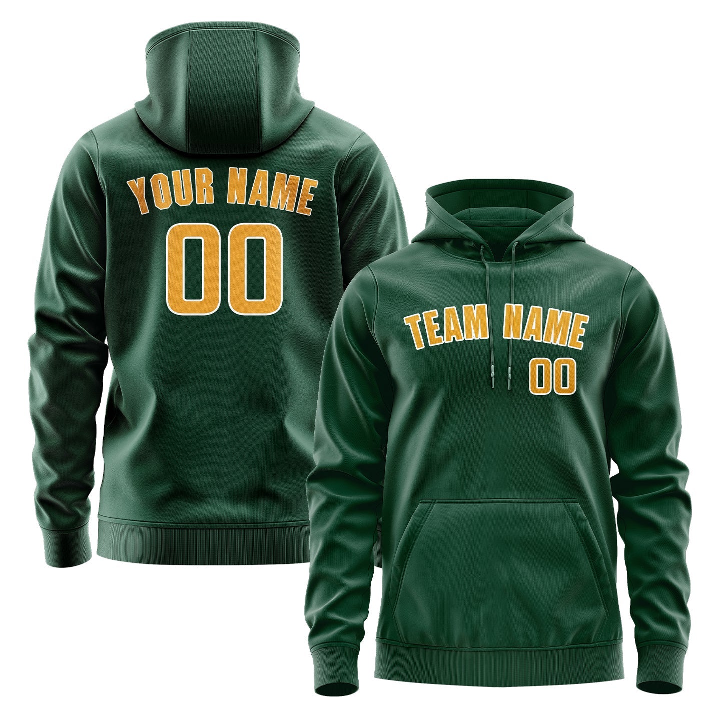 Sweat à capuche vert et jaune personnalisé 