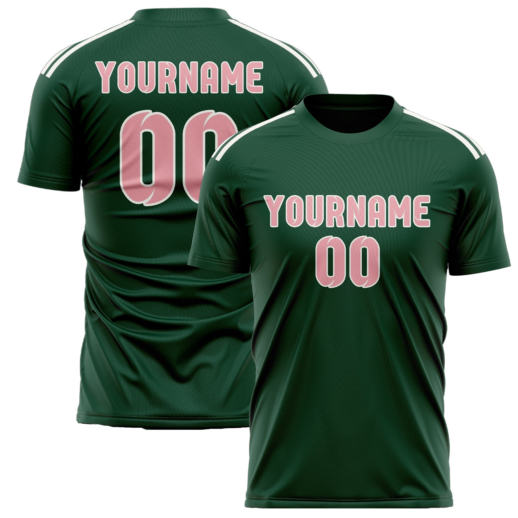 Maillot de football personnalisé vert et rose clair