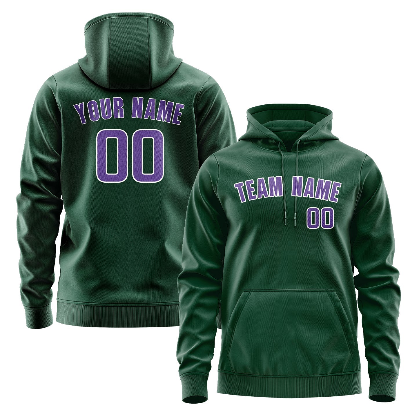 Sweat à capuche vert clair violet personnalisé 