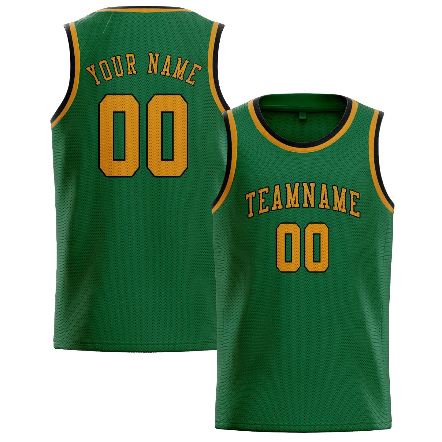 Maillot de basketball personnalisé vert et jaune