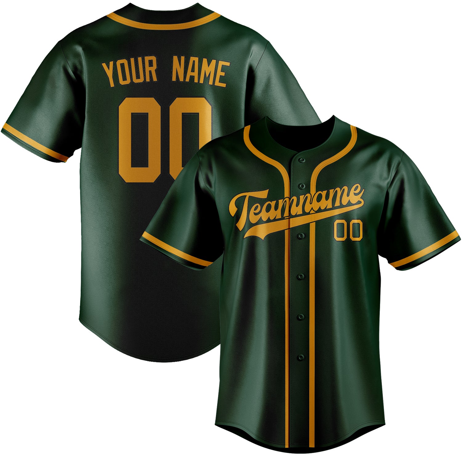 Maillot de baseball personnalisé vert et jaune