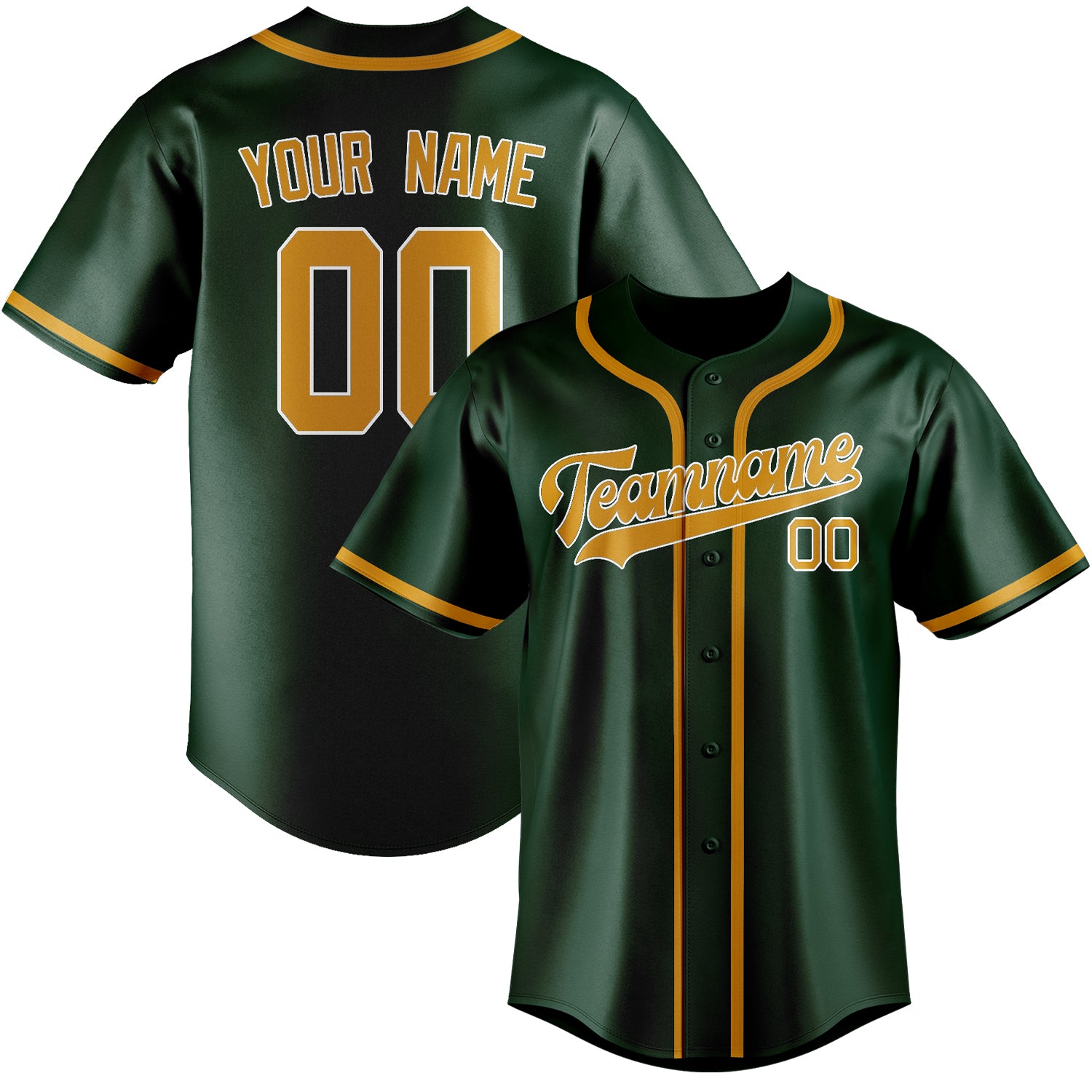Maillot de baseball personnalisé vert et jaune