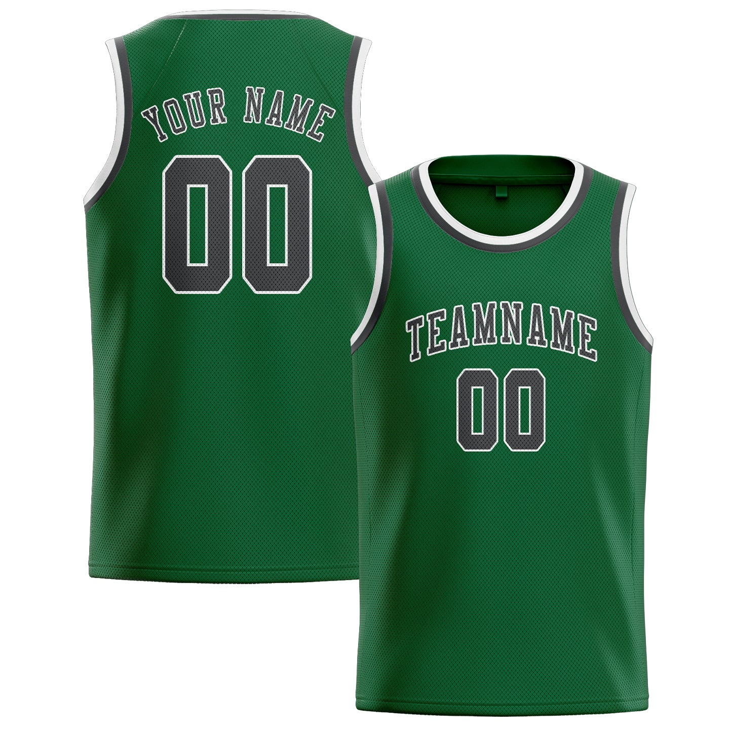 Maillot de basketball personnalisé vert et gris foncé