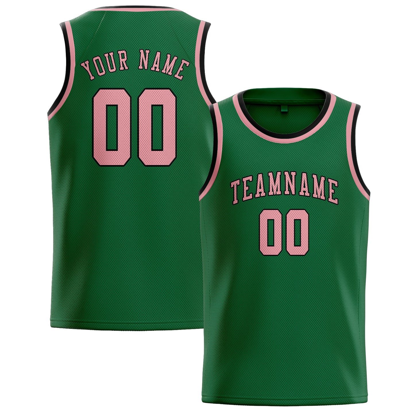 Maillot de basketball personnalisé vert et rose clair