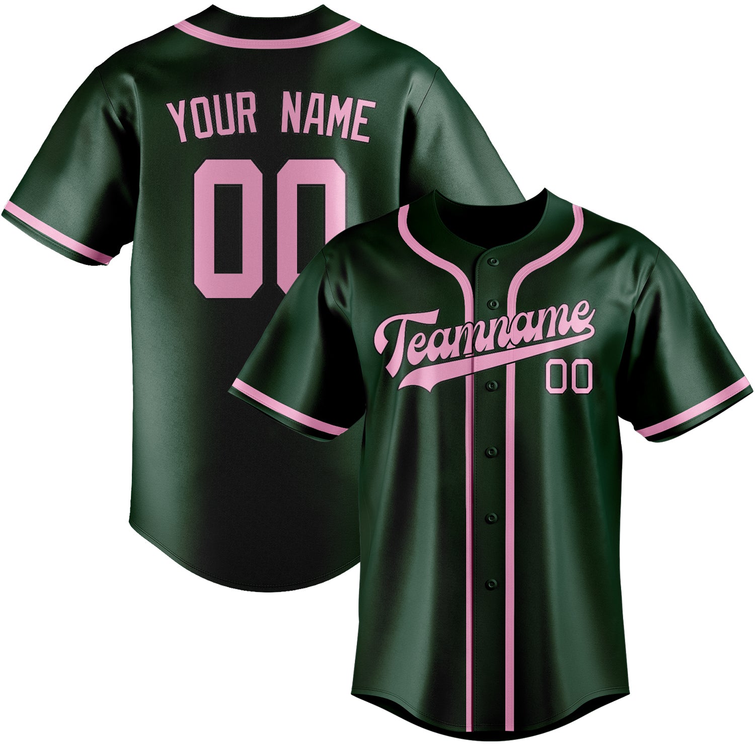 Maillot de baseball personnalisé vert et rose clair