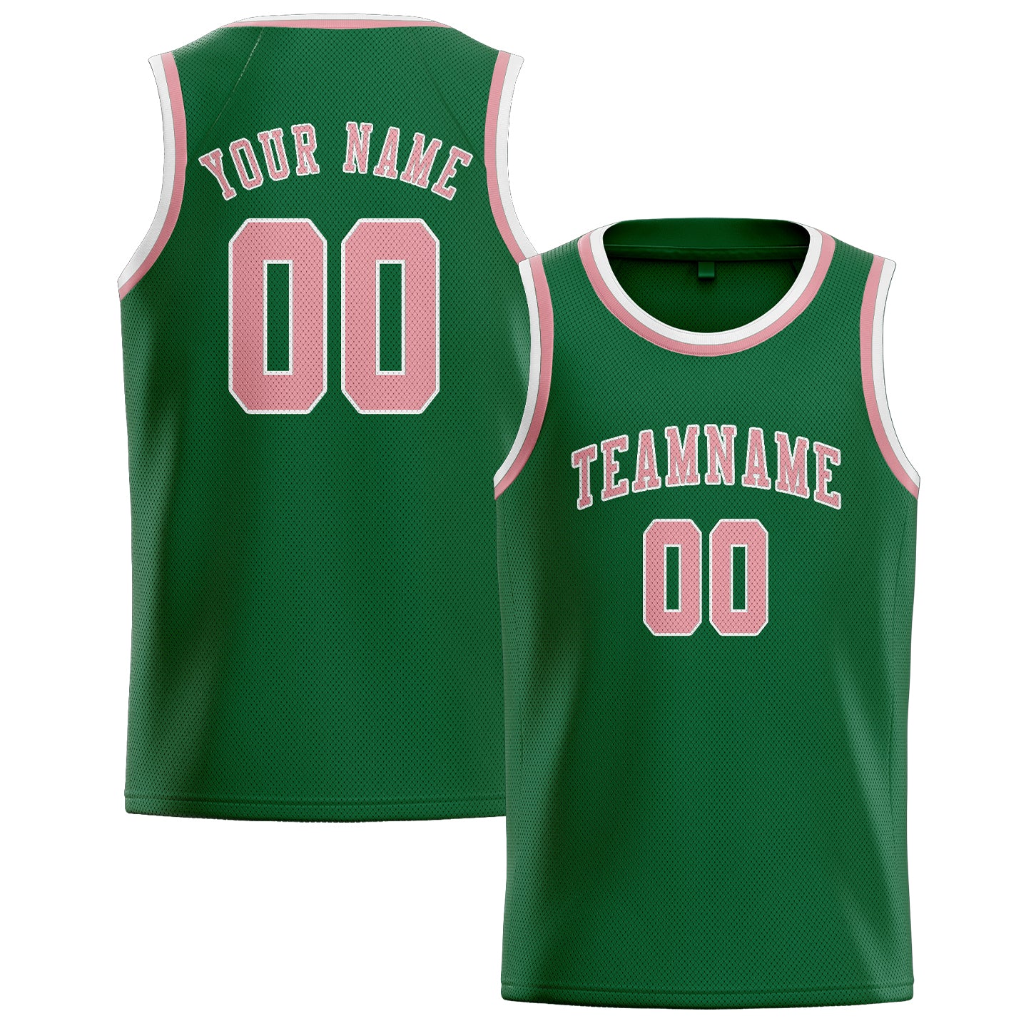 Maillot de basketball personnalisé vert et rose clair