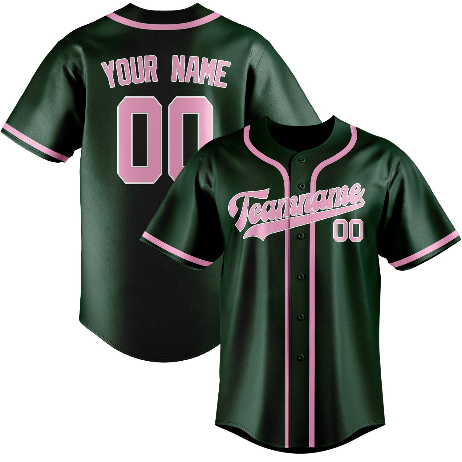 Maillot de baseball personnalisé vert et rose clair