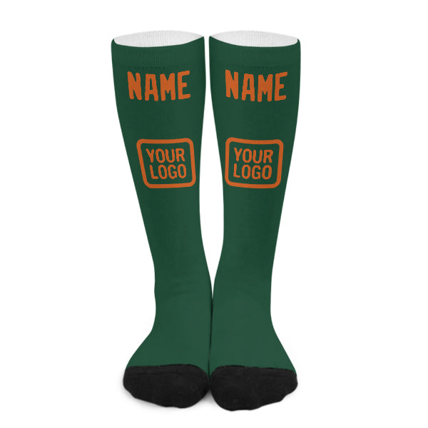Chaussettes hautes personnalisées vertes et orange