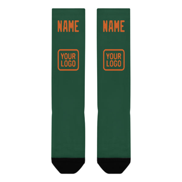 Chaussettes hautes personnalisées vertes et orange