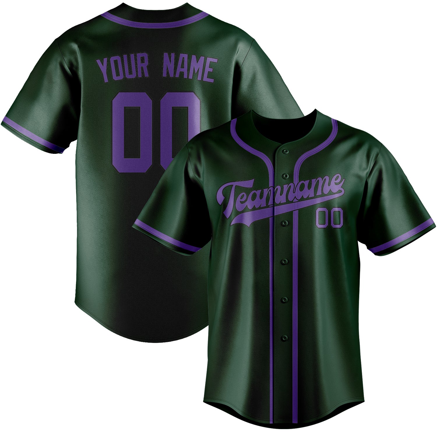 Maillot de baseball personnalisé vert clair et violet