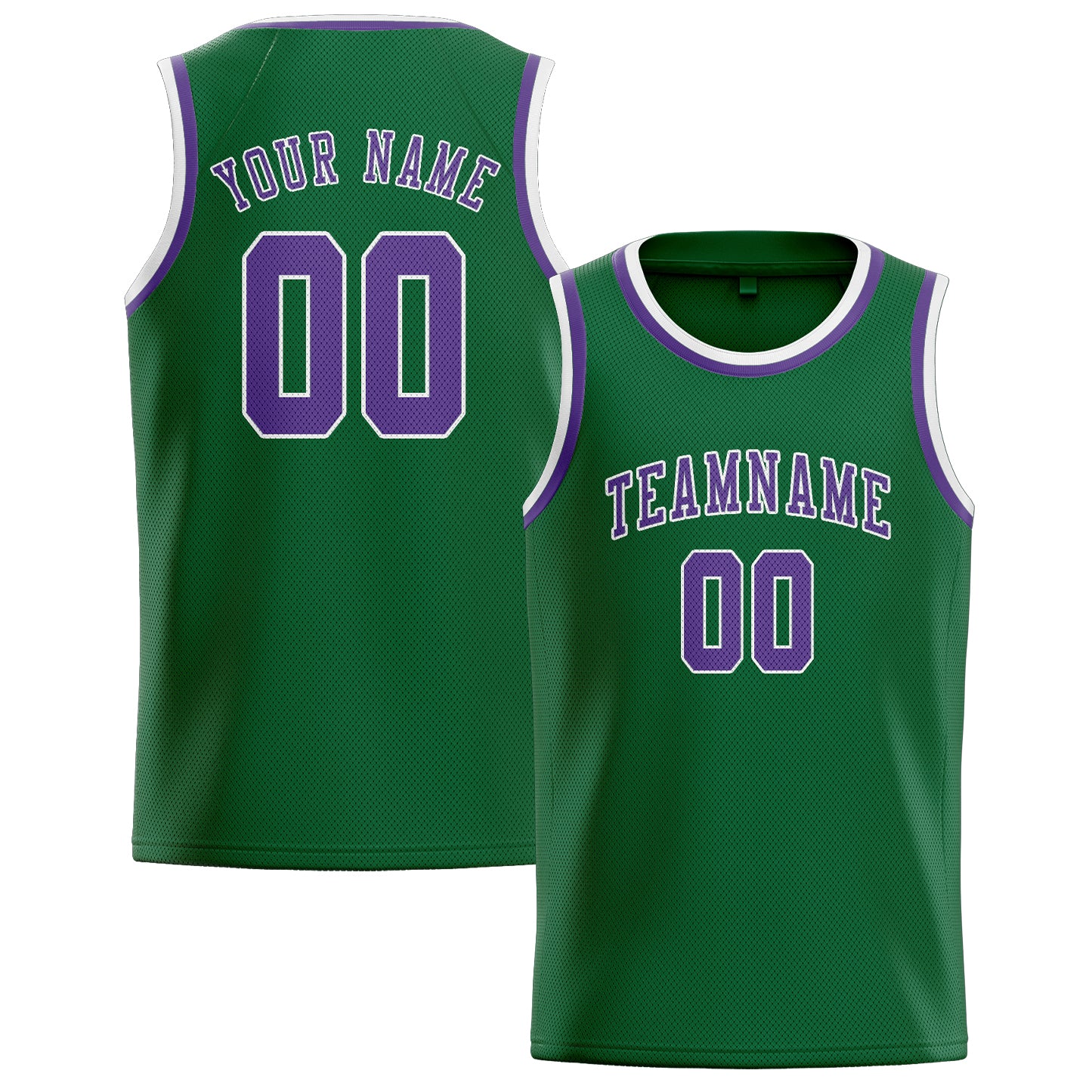 Maillot de basketball personnalisé vert clair et violet