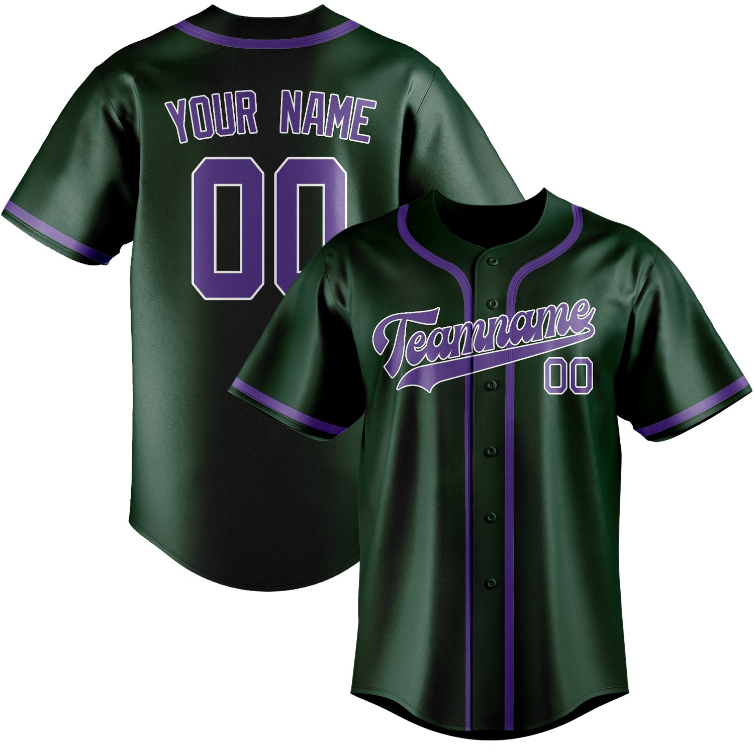 Maillot de baseball personnalisé vert clair et violet