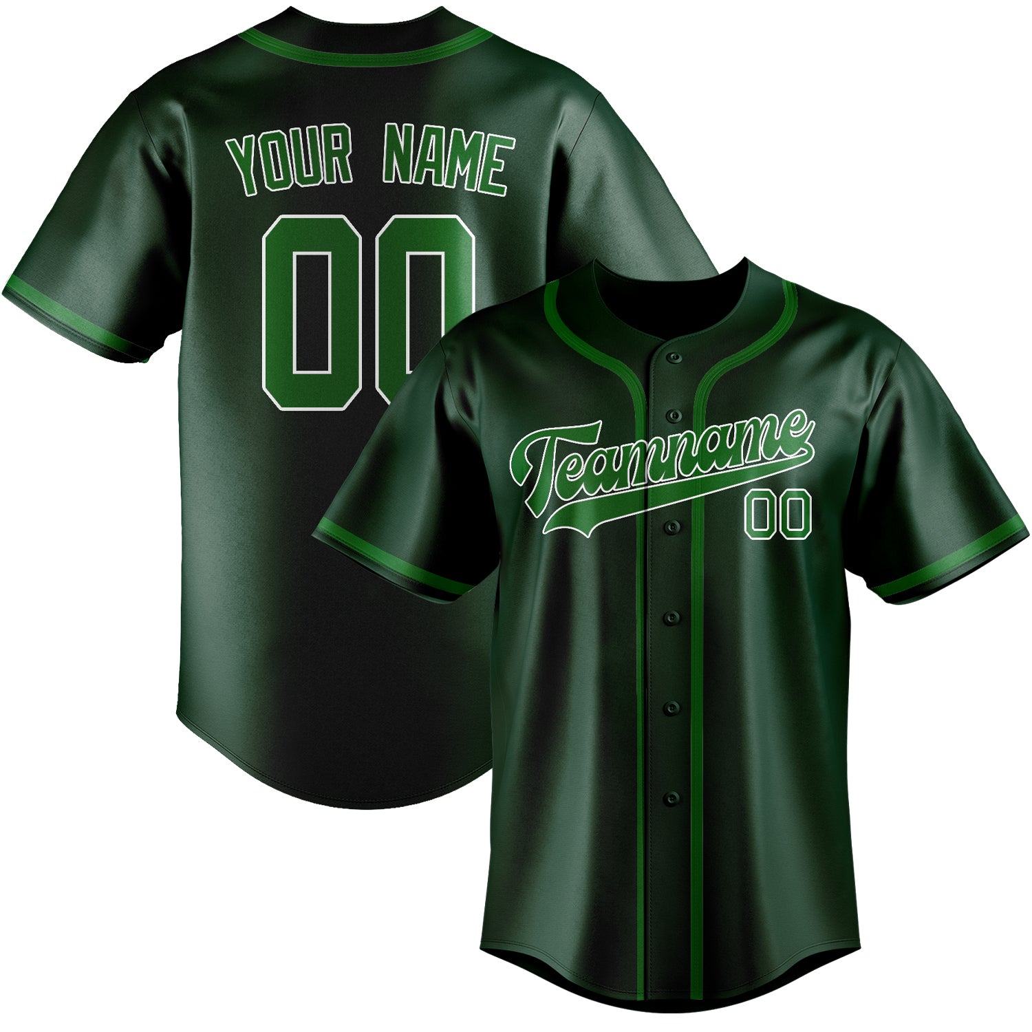 Maillot de baseball vert émeraude personnalisé