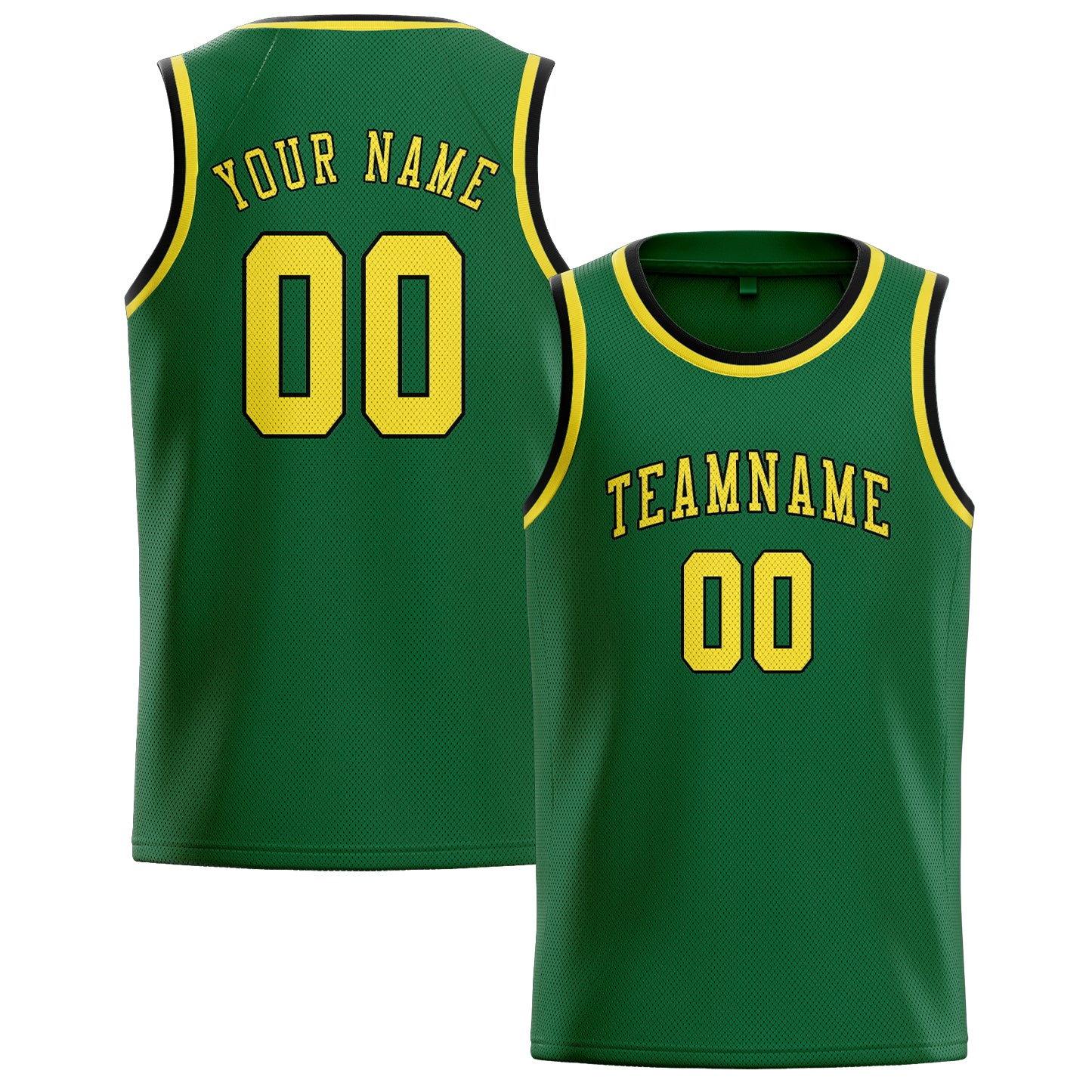 Maillot de basketball personnalisé vert clair et jaune clair