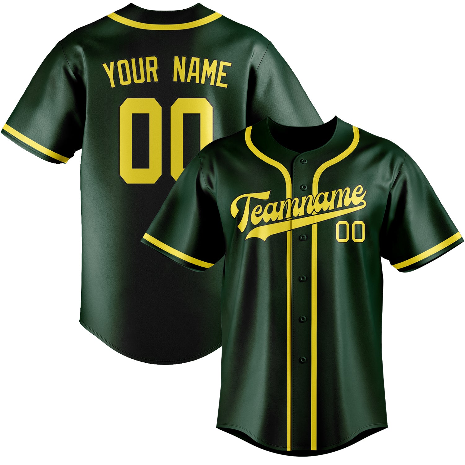 Maillot de baseball personnalisé vert clair et jaune clair