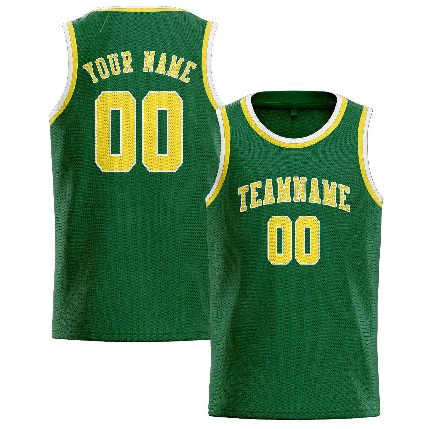 Maillot de basketball personnalisé vert clair et jaune clair