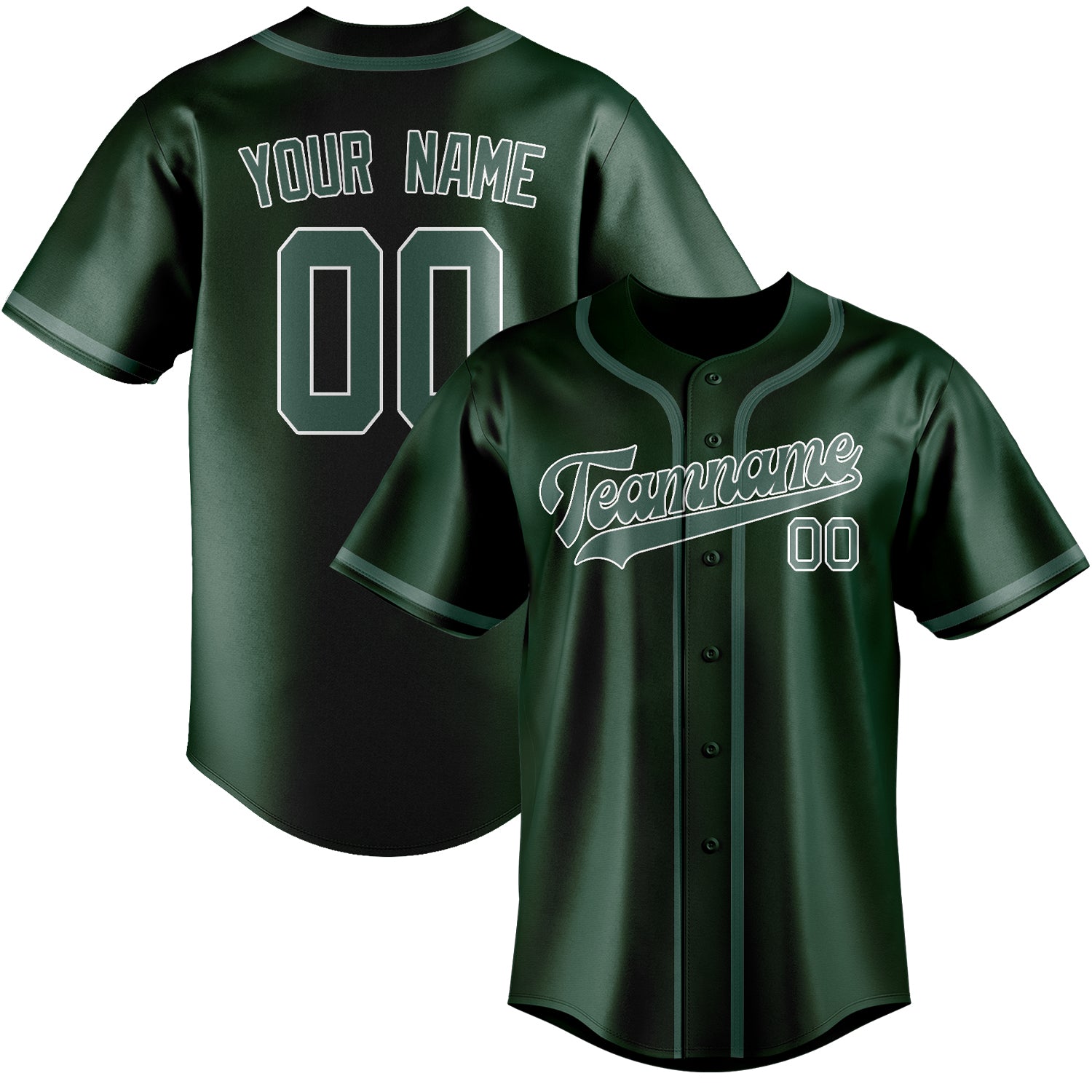 Maillot de baseball personnalisé vert-bleu-vert