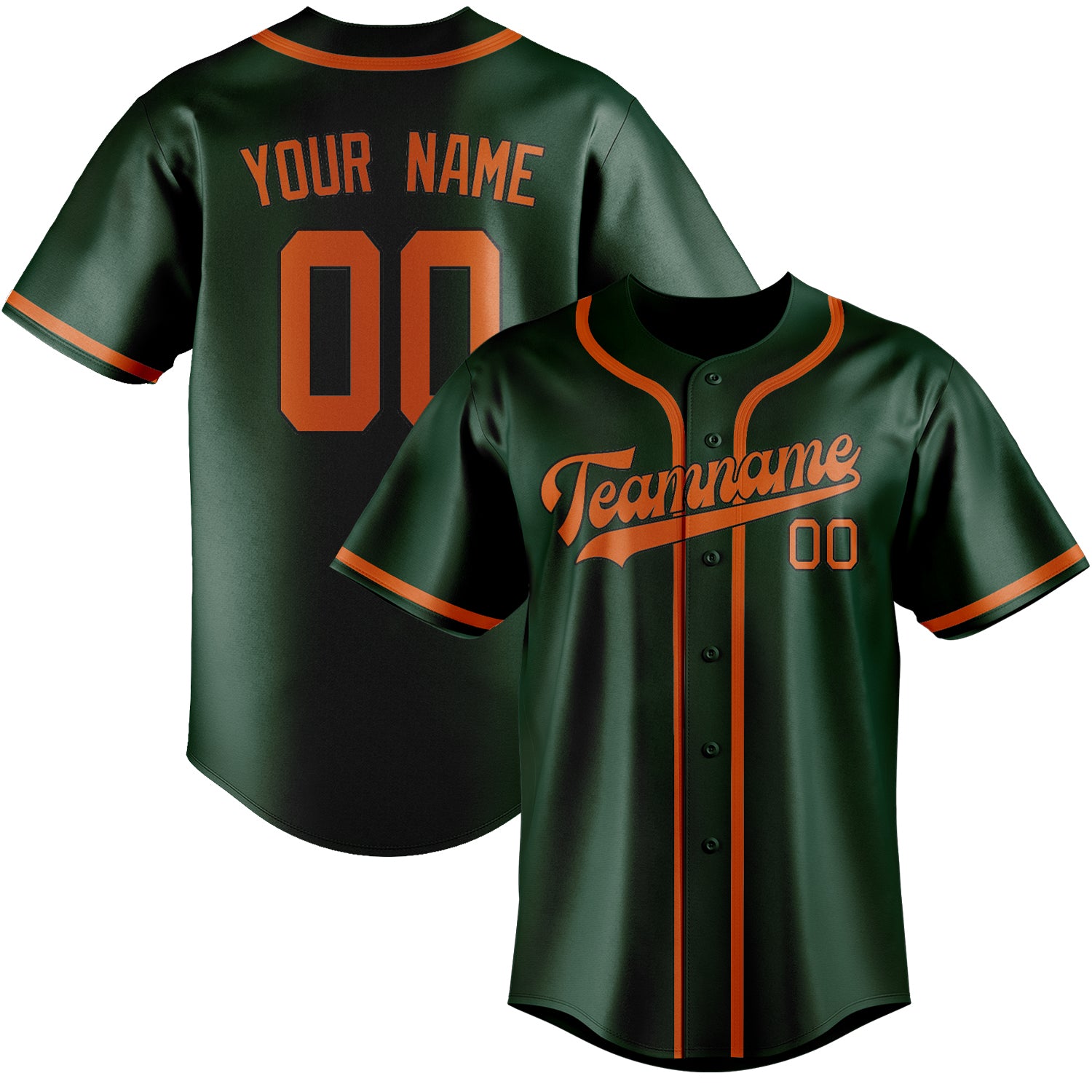 Maillot de baseball personnalisé vert et orange