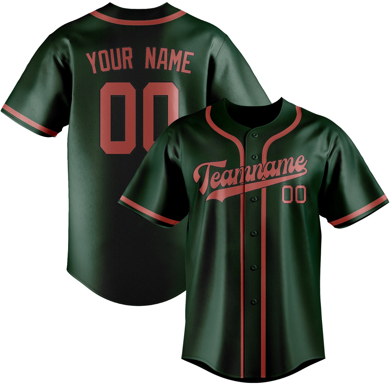 Maillot de baseball personnalisé vert et cuivre rose