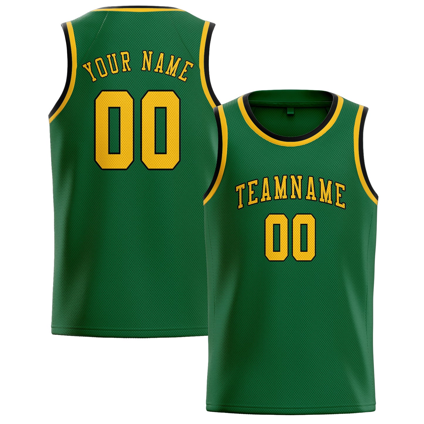 Maillot de basketball vert et or personnalisé