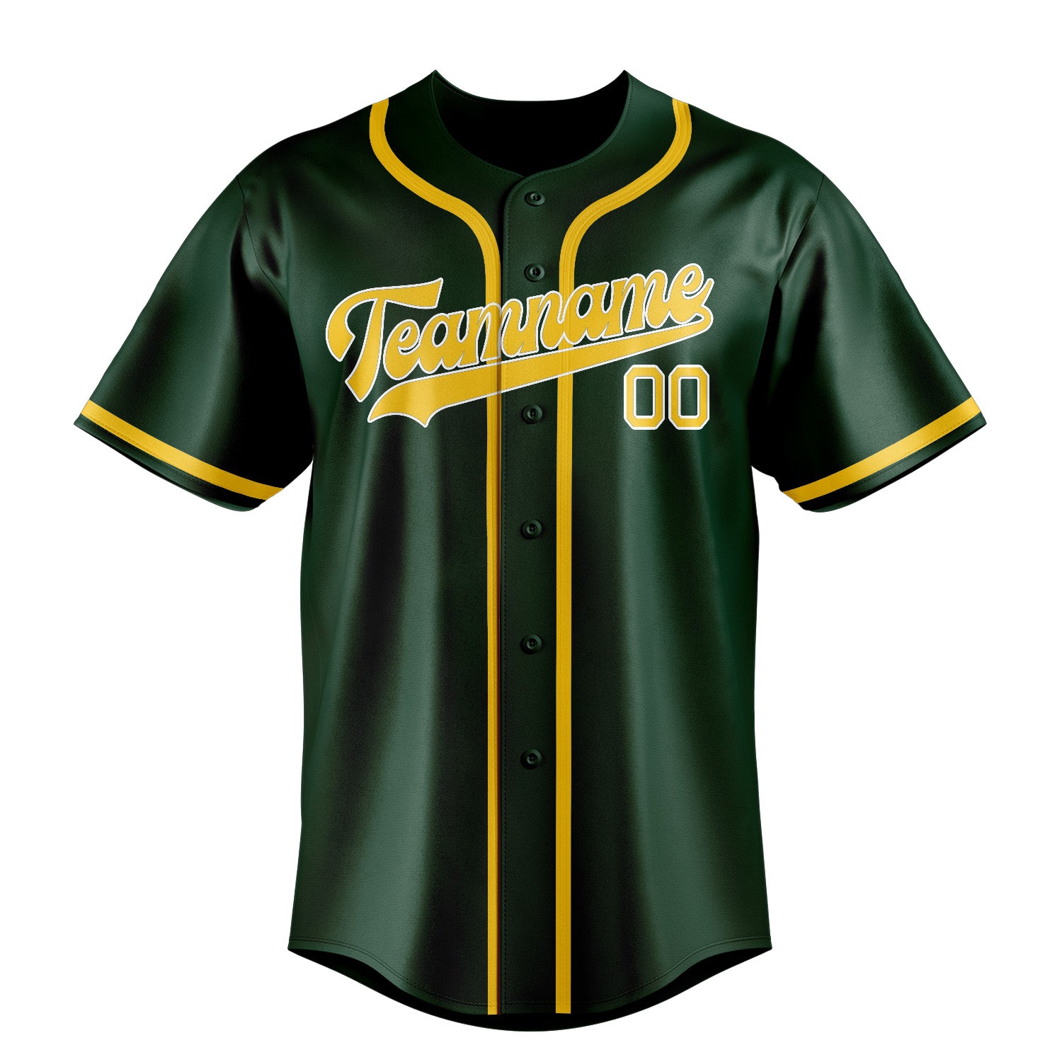 Maillot de baseball vert et or personnalisé