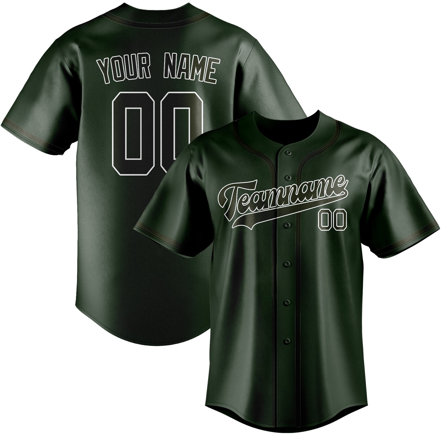 Maillot de baseball personnalisé vert olive foncé