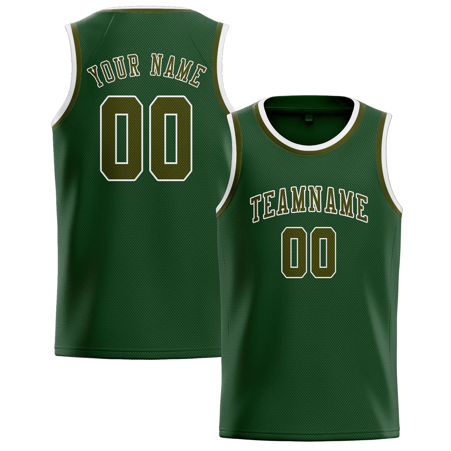 Maillot de basketball personnalisé vert olive foncé