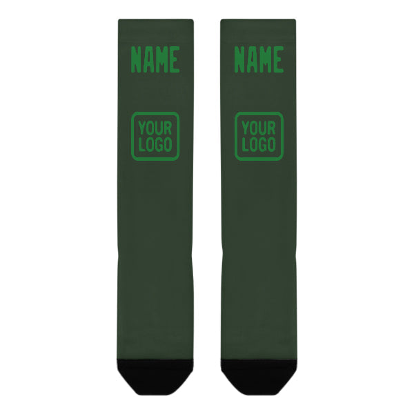 Chaussettes hautes personnalisées vert foncé et vert émeraude