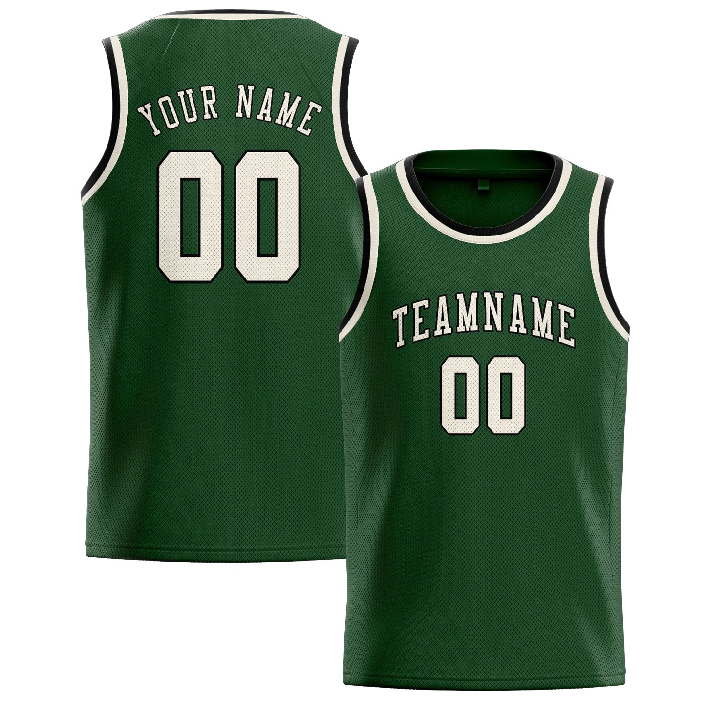 Maillot de basketball personnalisé vert foncé et crème
