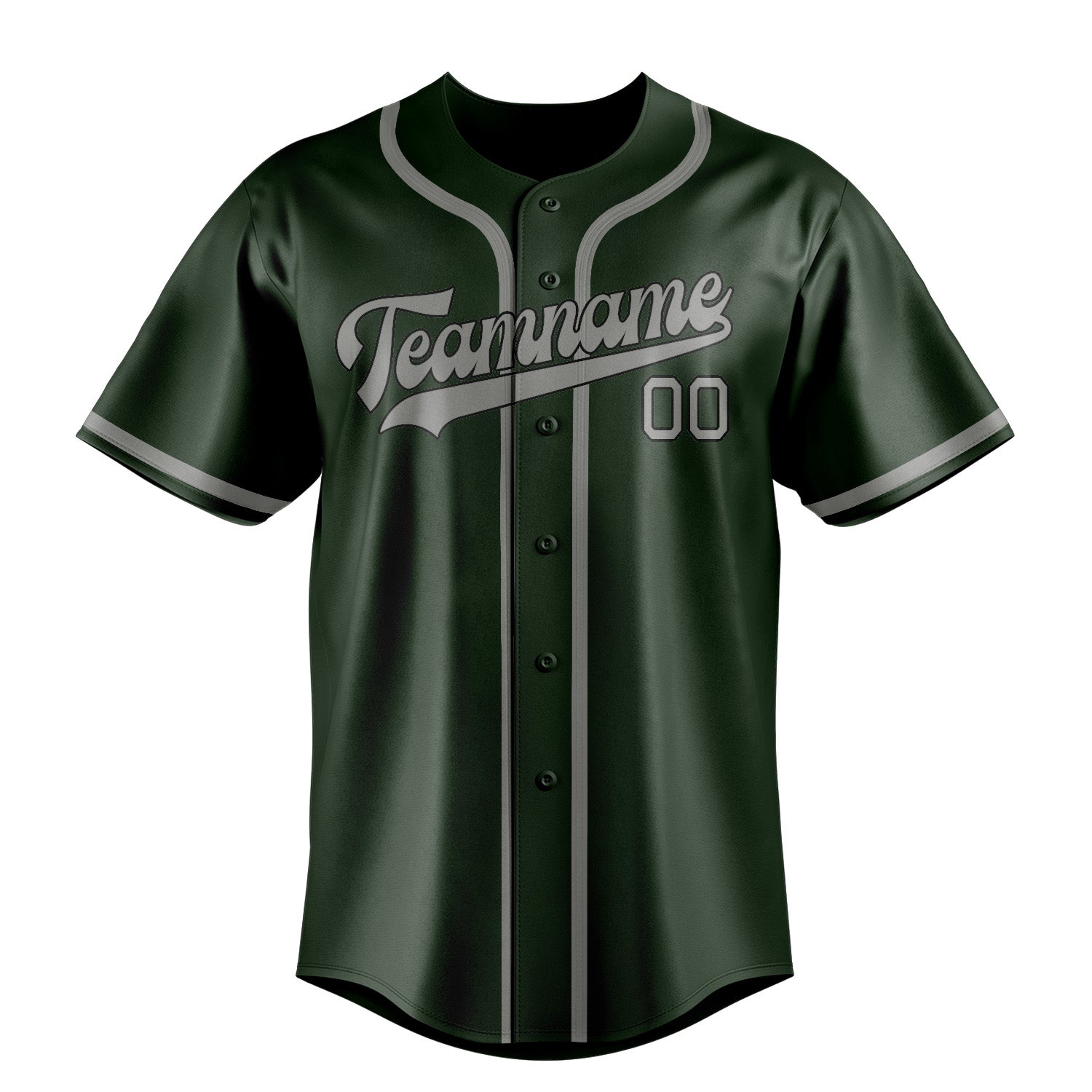 Maillot de baseball personnalisé vert foncé et gris