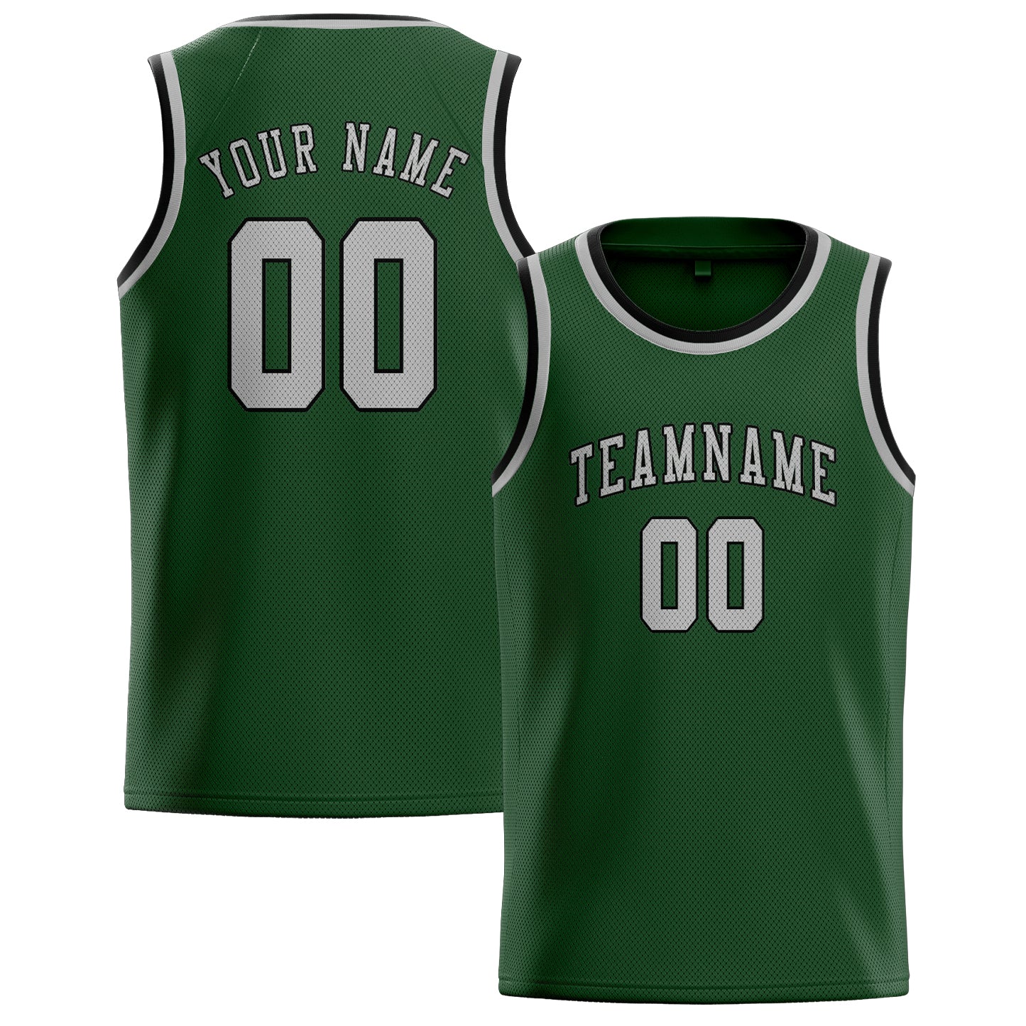 Maillot de basketball personnalisé vert foncé et gris