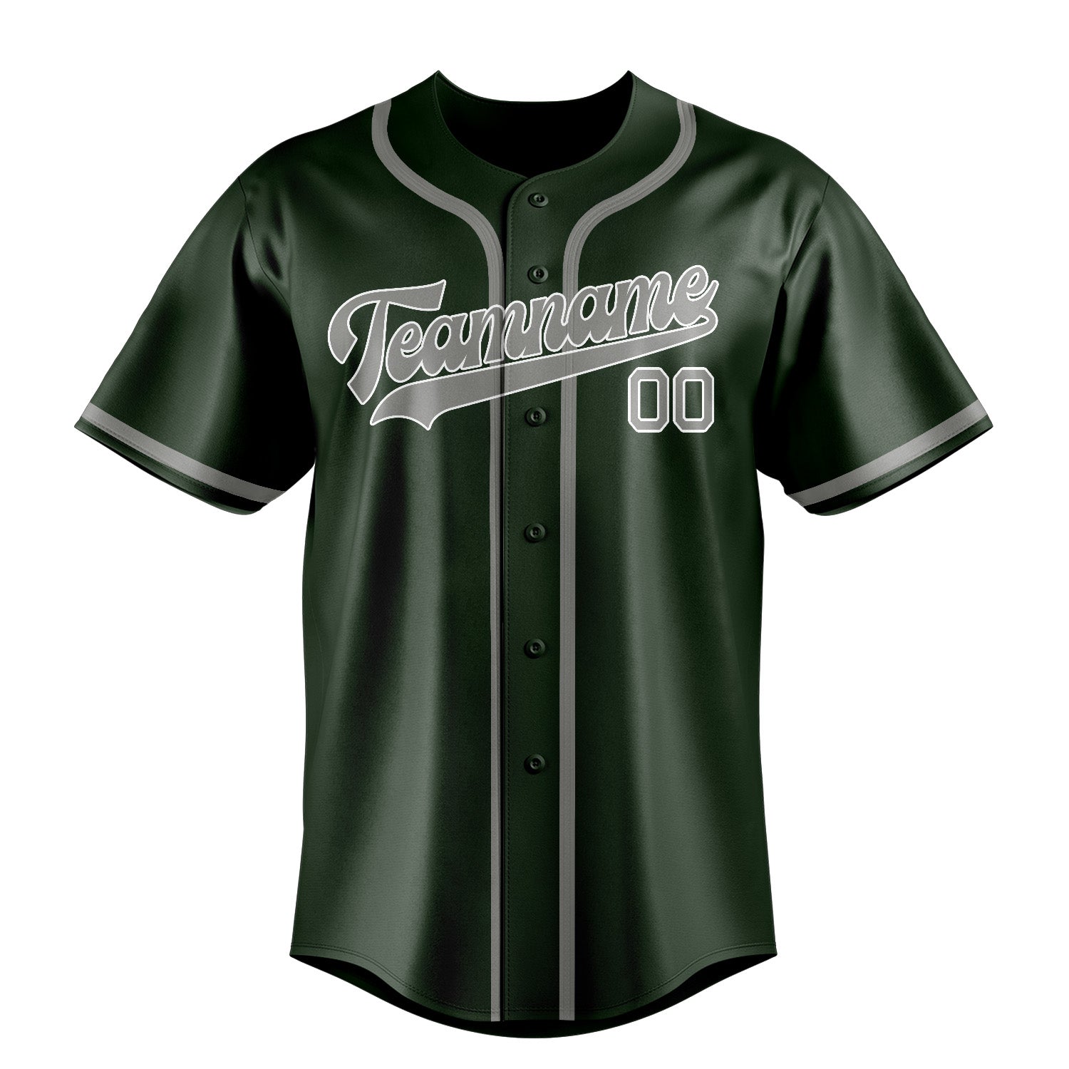 Maillot de baseball personnalisé vert foncé et gris