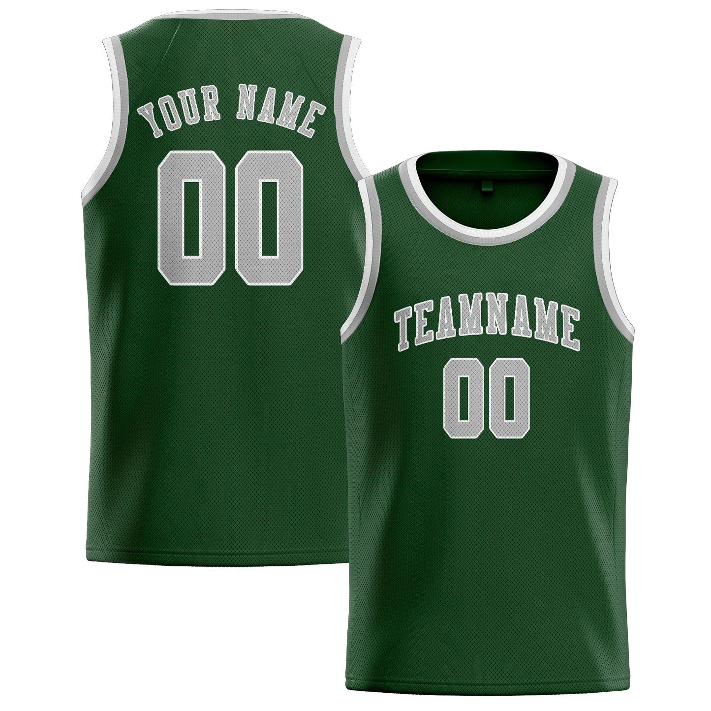 Maillot de basketball personnalisé vert foncé et gris