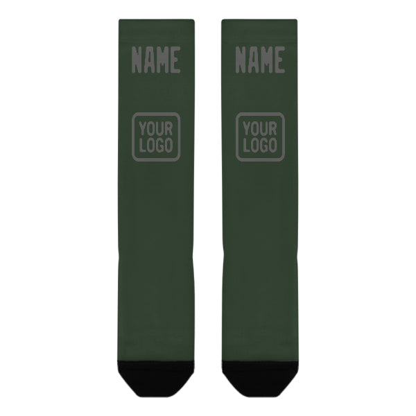 Chaussettes hautes personnalisées vert foncé et gris foncé