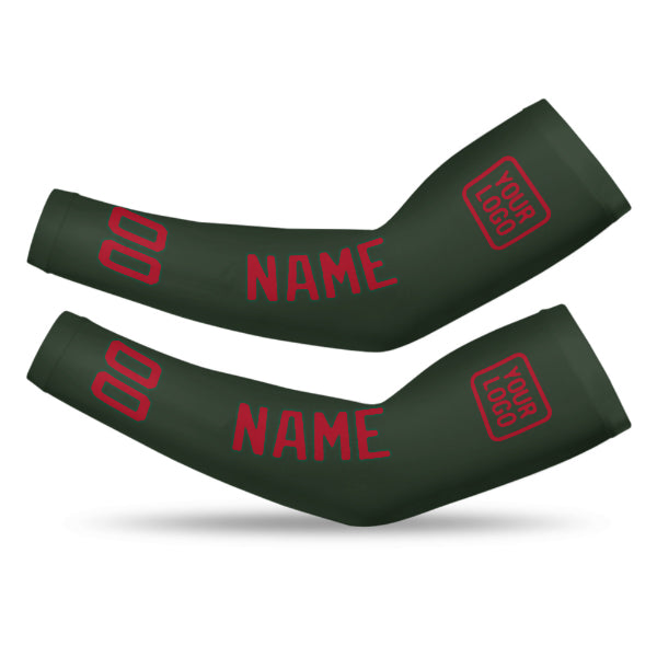Manchon de bras personnalisé vert foncé et rouge