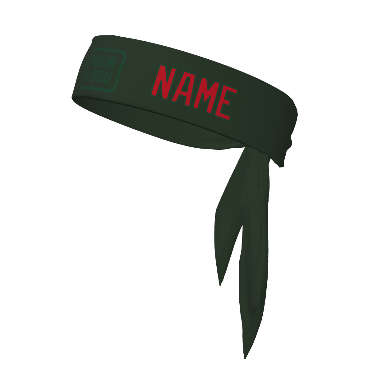 Bandeau personnalisé vert foncé et rouge