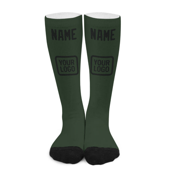 Chaussettes hautes personnalisées vert foncé et noires