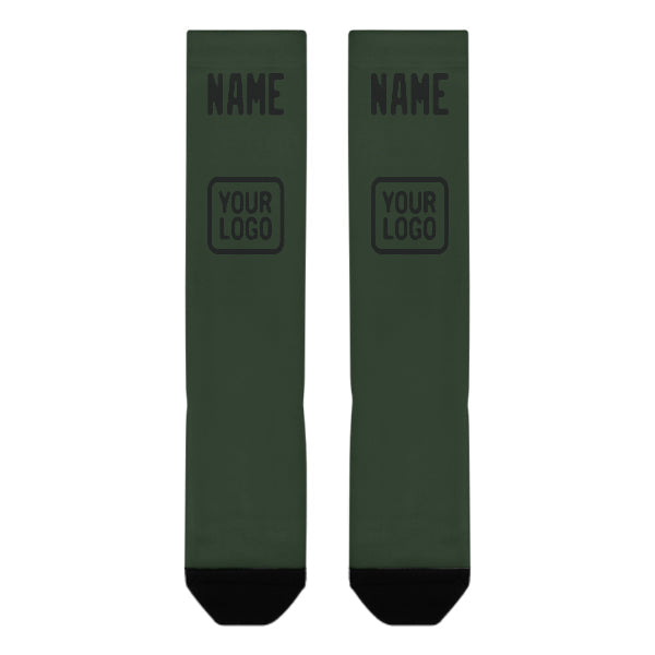 Chaussettes hautes personnalisées vert foncé et noires