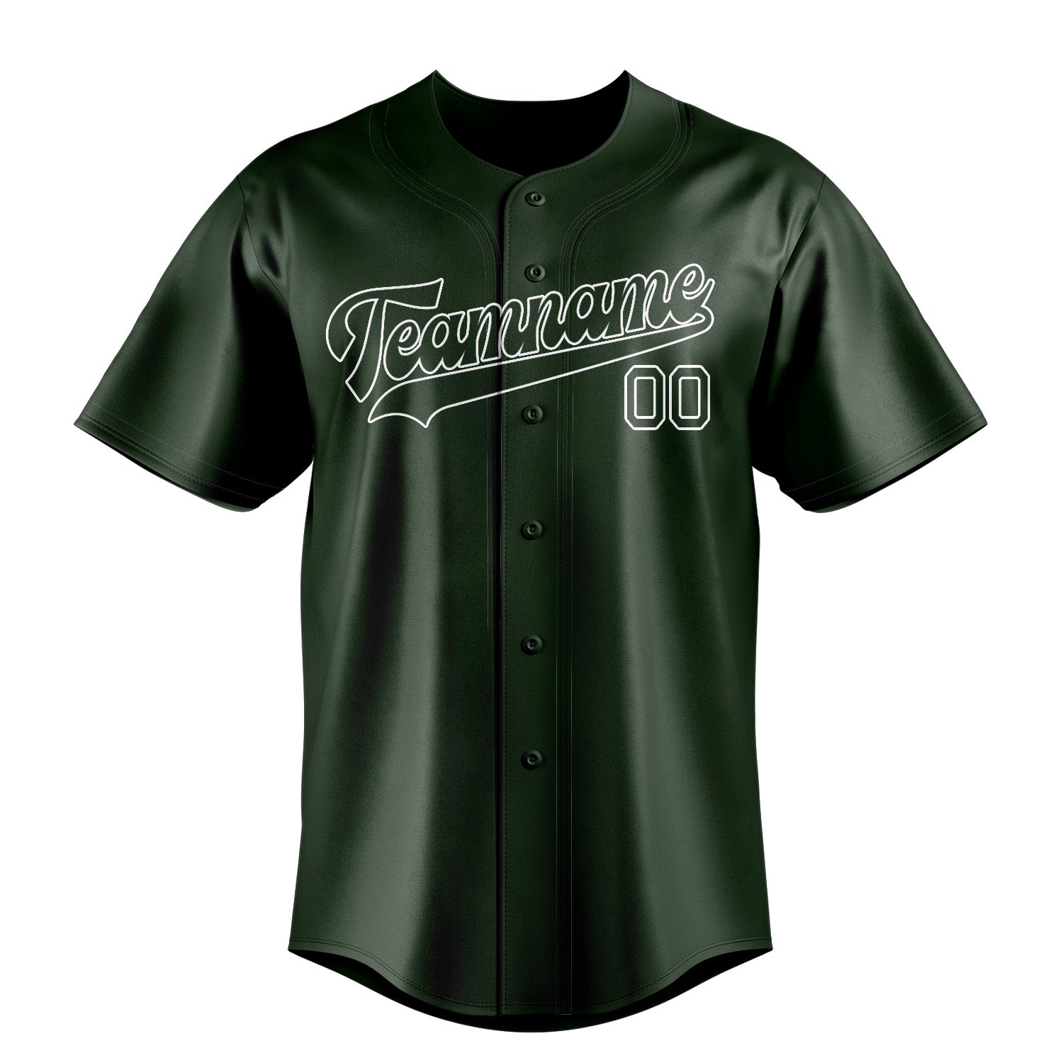 Maillot de baseball personnalisé vert foncé et blanc