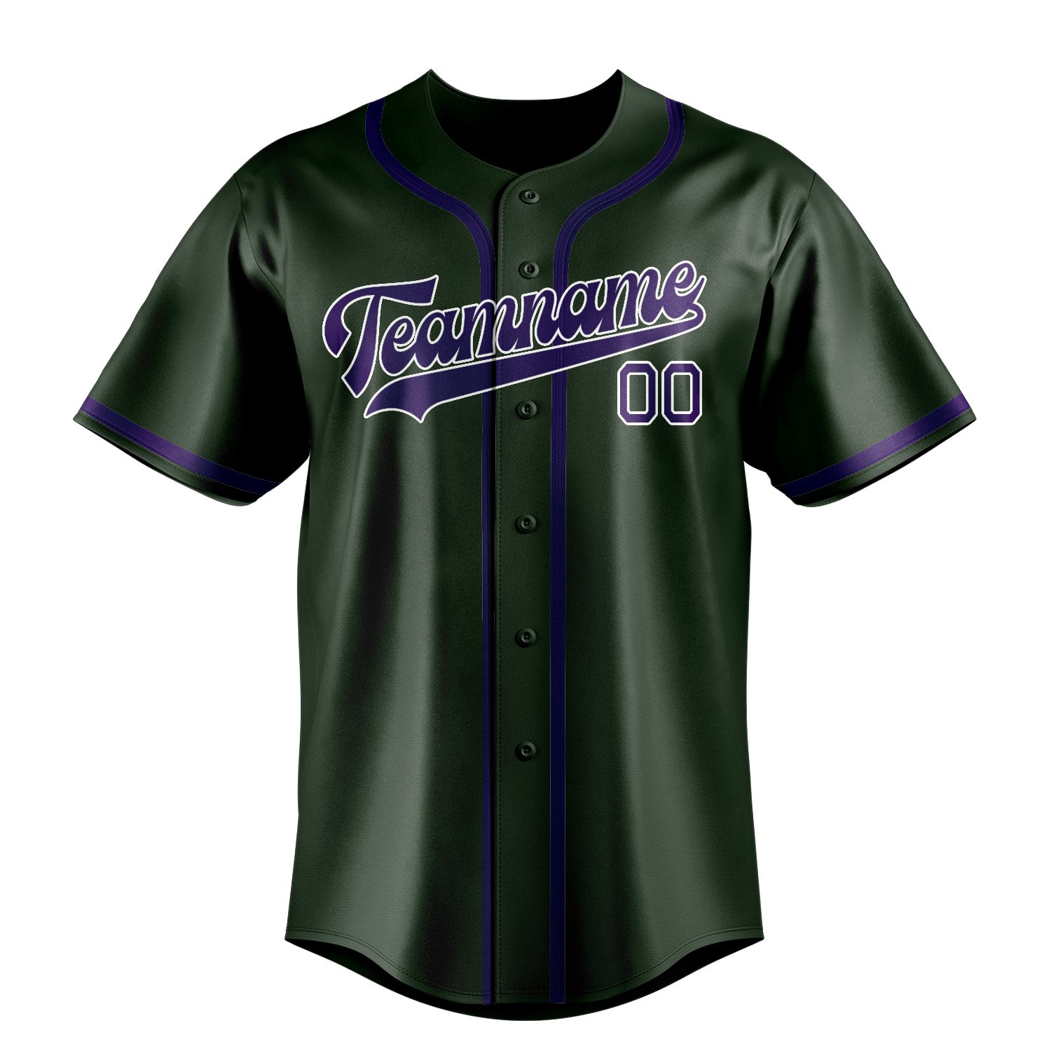 Maillot de baseball personnalisé vert foncé et violet