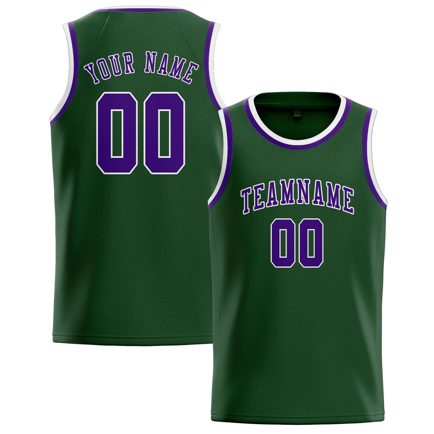 Maillot de basketball personnalisé vert foncé et violet