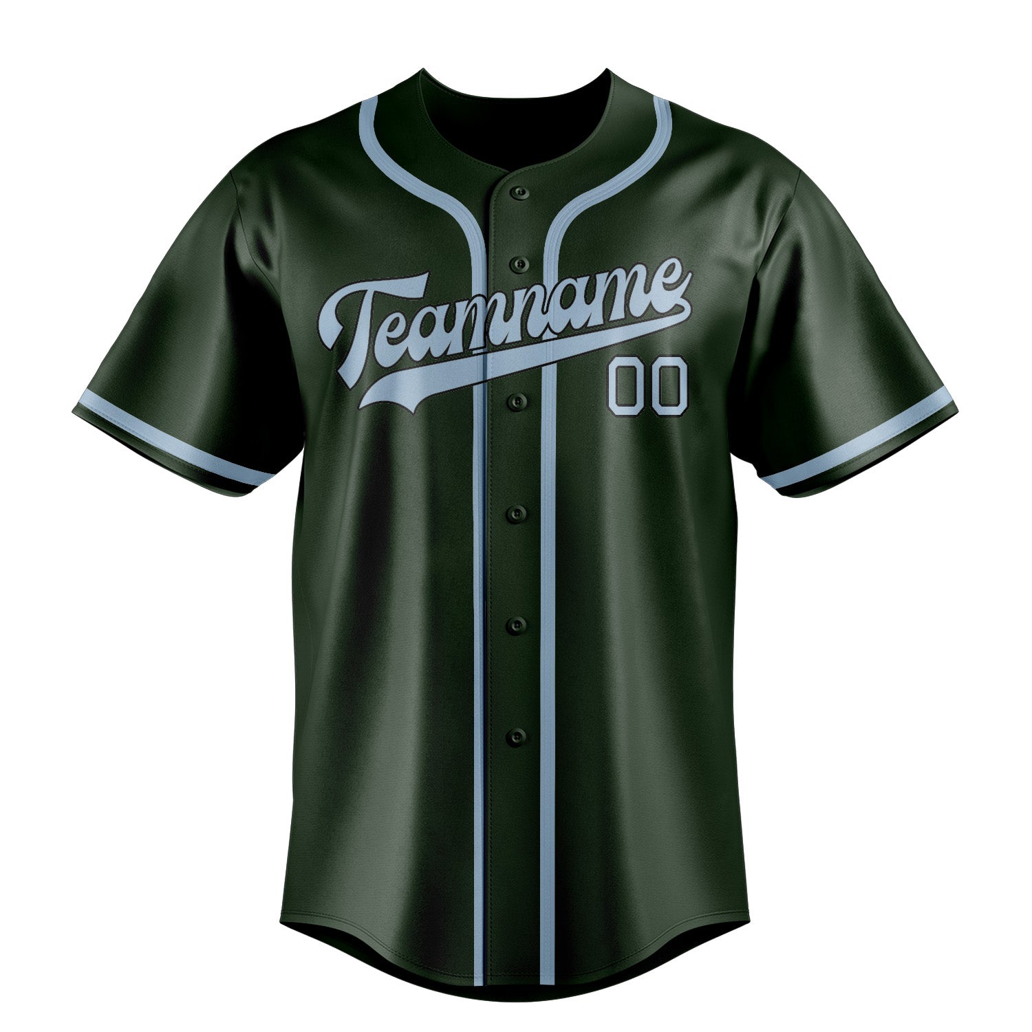 Maillot de baseball personnalisé vert foncé et bleu clair
