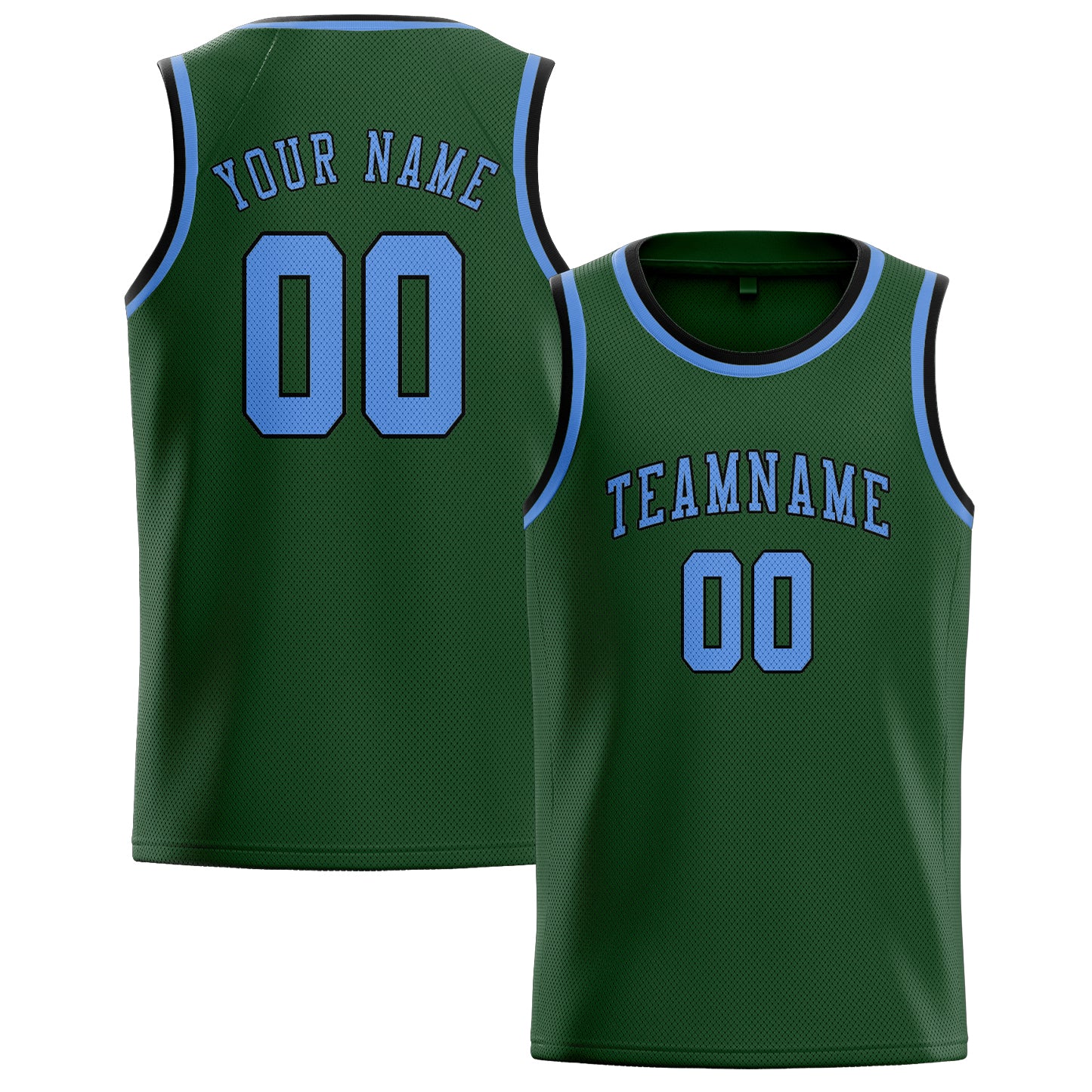 Maillot de basketball personnalisé vert foncé et bleu clair