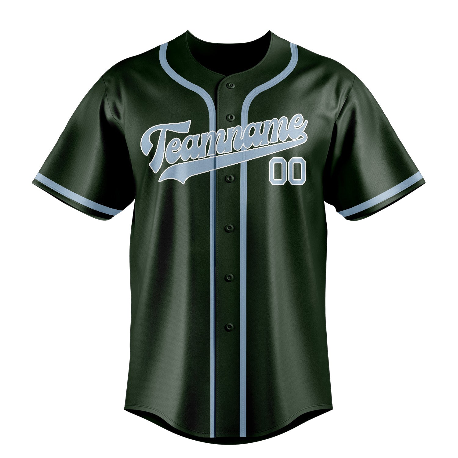 Maillot de baseball personnalisé vert foncé et bleu clair