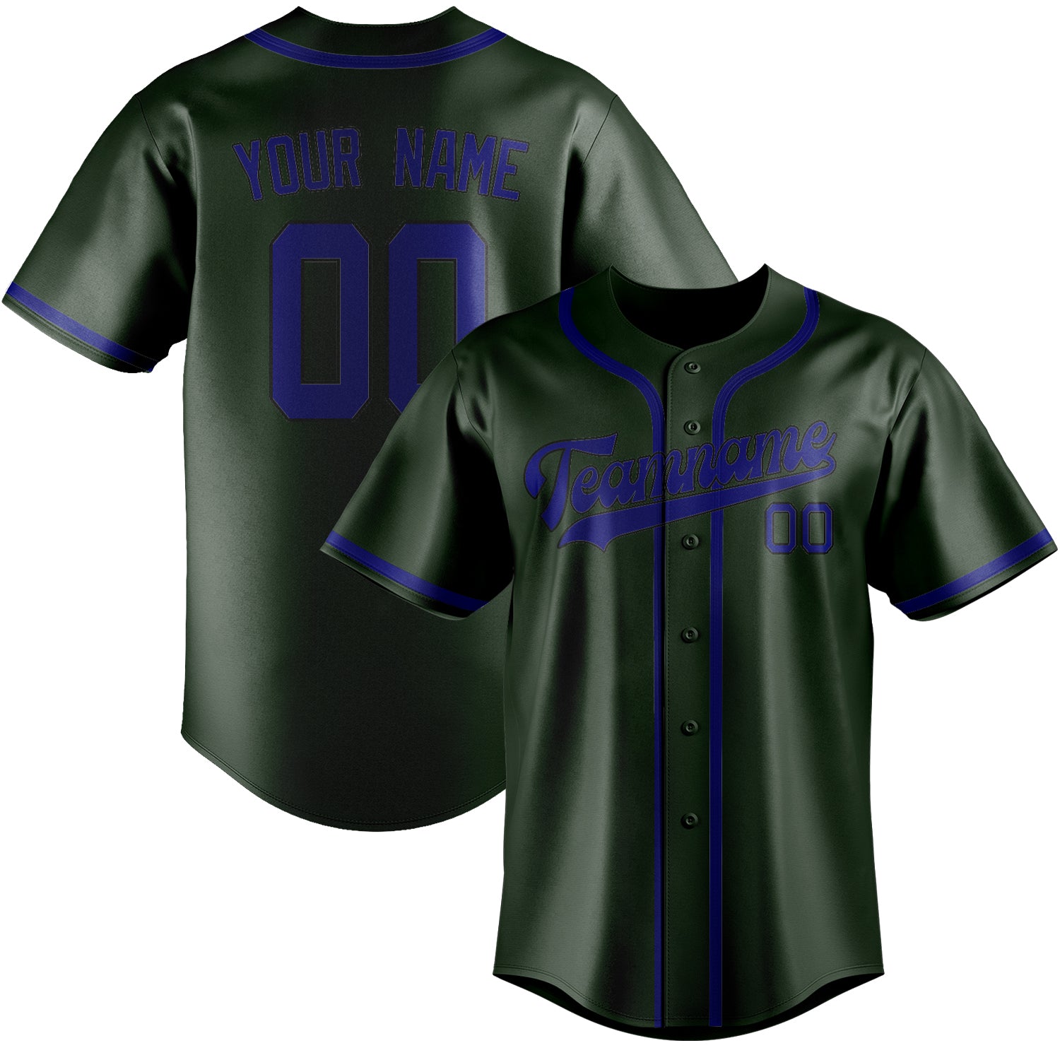 Maillot de baseball personnalisé vert foncé et bleu ciel