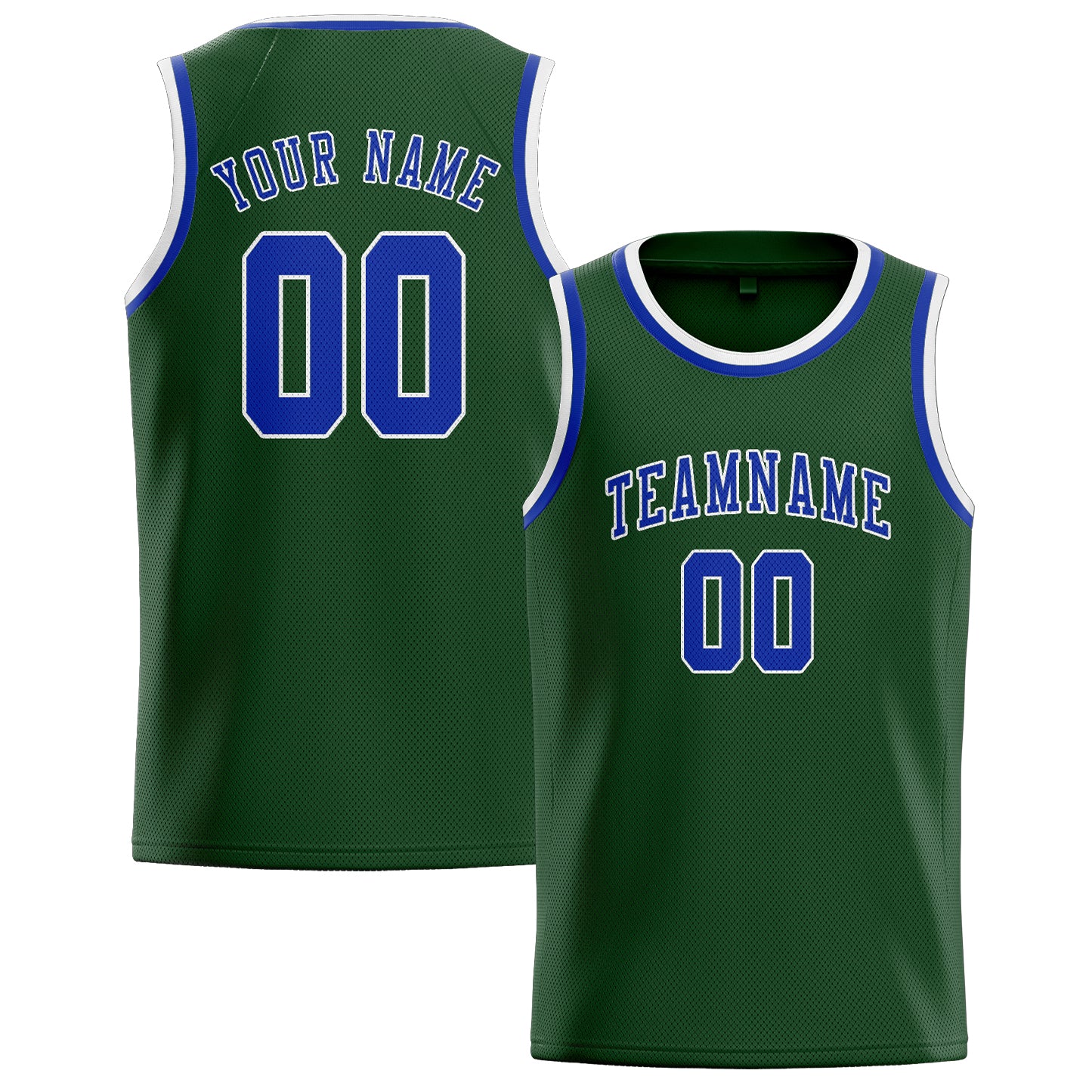Maillot de basketball personnalisé vert foncé et bleu ciel