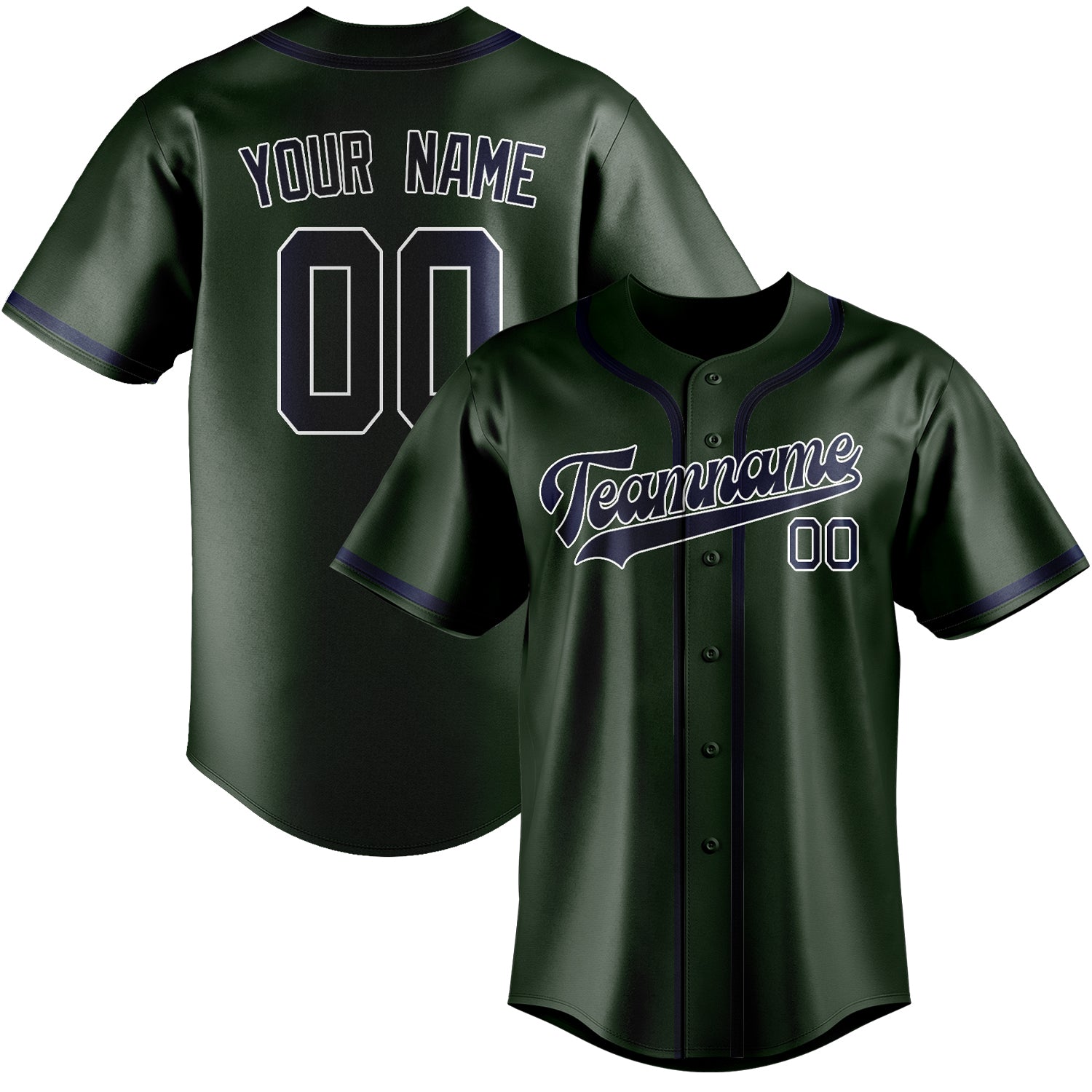 Maillot de baseball personnalisé vert foncé et bleu