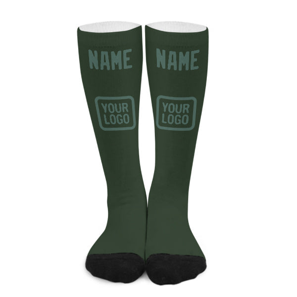Chaussettes hautes personnalisées vert foncé, bleu et vert