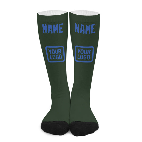 Chaussettes hautes personnalisées vert foncé et bleu ciel